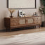Modern Walnut Wood TV Stand with Rattan Accents and Storage