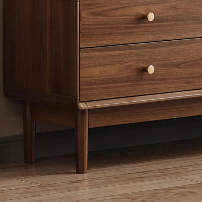 Modern Walnut Wood TV Stand with Rattan Accents and Storage