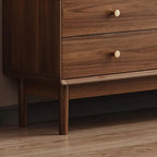Modern Walnut Wood TV Stand with Rattan Accents and Storage