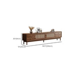 Modern Walnut Wood TV Stand with Rattan Accents and Storage Dimensions