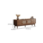 Modern Walnut Wood TV Stand with Rattan Accents and Storage Dimensions