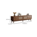 Modern Walnut Wood TV Stand with Rattan Accents and Storage Dimensions