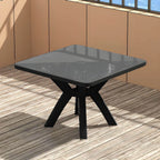 Modern Waterproof Plastic Square Patio Dining Table with Umbrella Hole