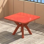 Modern Waterproof Plastic Square Patio Dining Table with Umbrella Hole