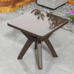 Modern Waterproof Plastic Square Patio Dining Table with Umbrella Hole