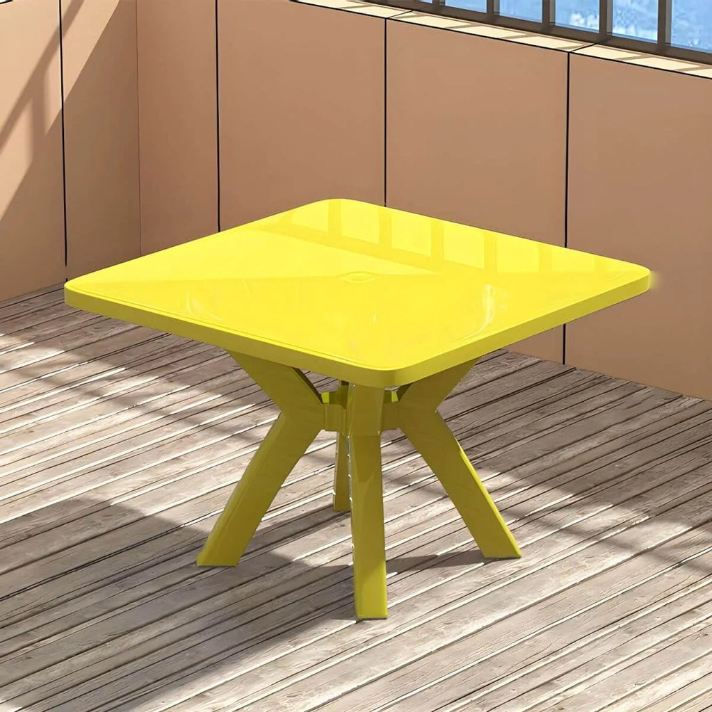 Modern Waterproof Plastic Square Patio Dining Table with Umbrella Hole
