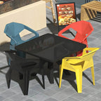 Modern Waterproof Plastic Square Patio Dining Table with Umbrella Hole