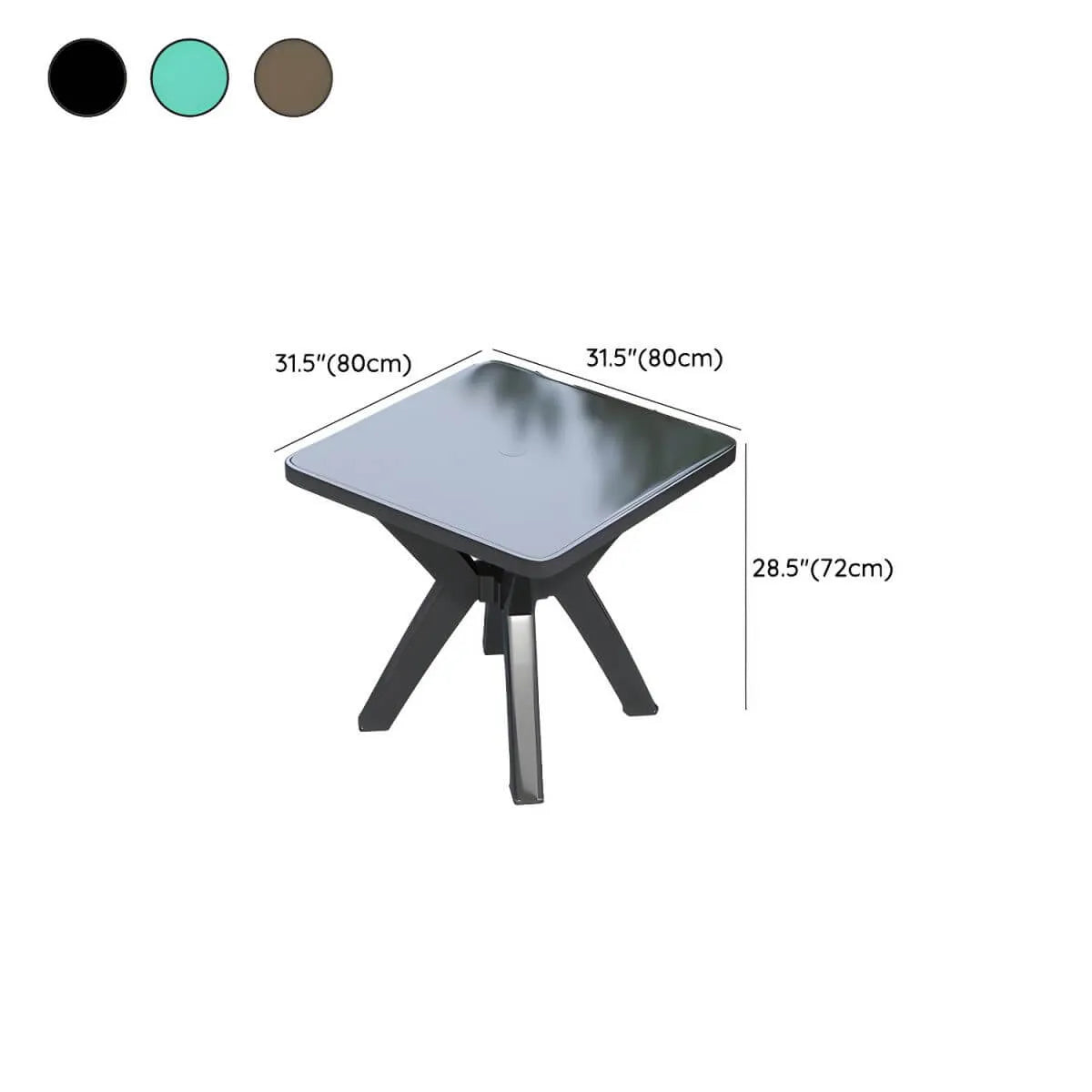 Modern Waterproof Plastic Square Patio Dining Table with Umbrella Hole Dimensions