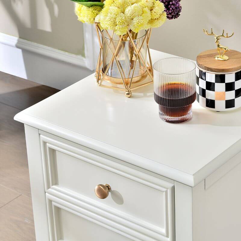 Modern White 3-Tier Drawer Storage Nightstand with Elegant Design