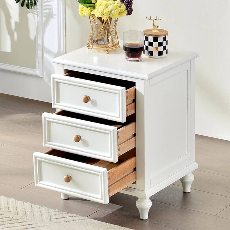 Modern White 3-Tier Drawer Storage Nightstand with Elegant Design