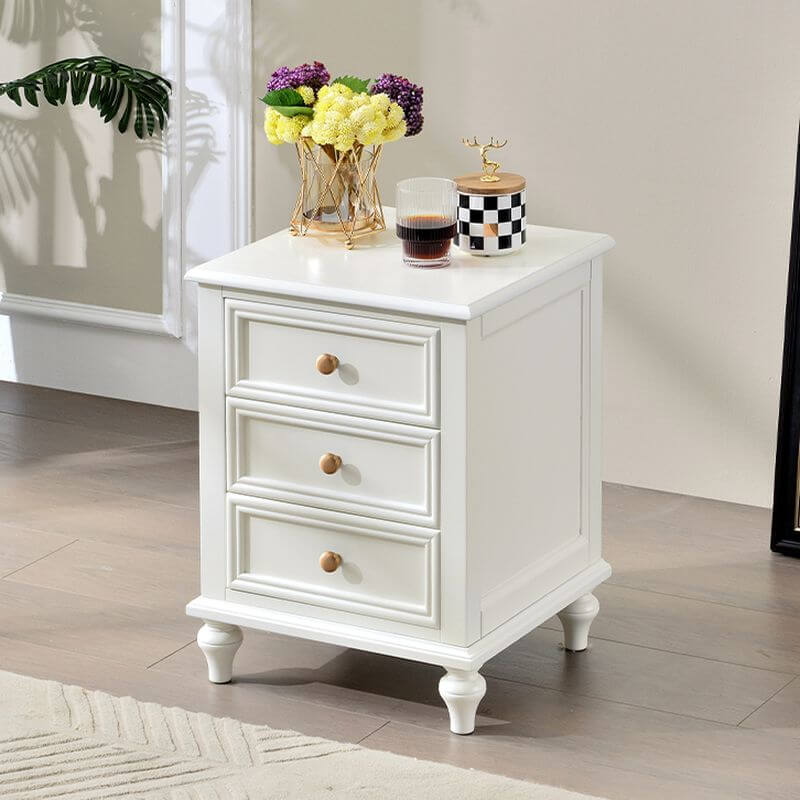Modern White 3-Tier Drawer Storage Nightstand with Elegant Design
