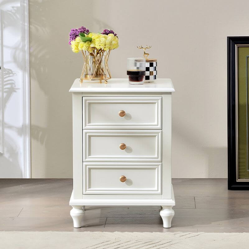 Modern White 3-Tier Drawer Storage Nightstand with Elegant Design Image secondaire du produit