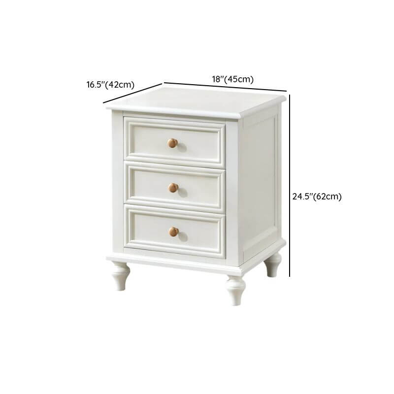 Modern White 3-Tier Drawer Storage Nightstand with Elegant Design Dimensions