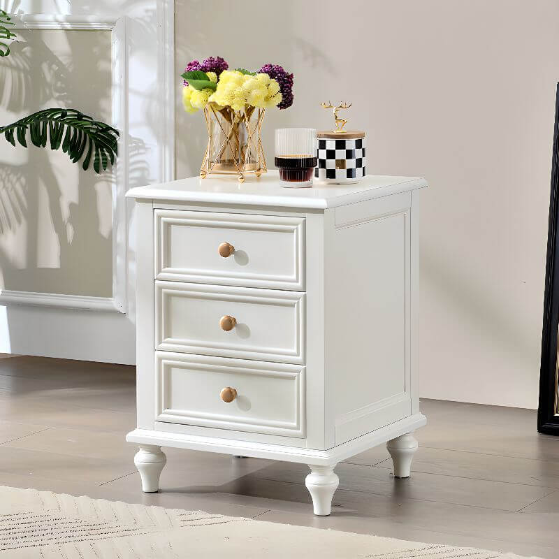 Modern White 3-Tier Drawer Storage Nightstand with Elegant Design Main Product Image Image principale du produit