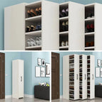 Modern White Adjustable Shoe Storage Cabinet in Engineered Wood