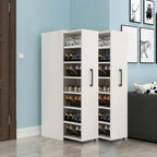 Modern White Adjustable Shoe Storage Cabinet in Engineered Wood
