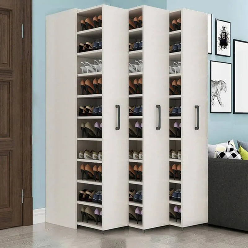 Modern White Adjustable Shoe Storage Cabinet in Engineered Wood