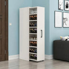 Modern White Adjustable Shoe Storage Cabinet in Engineered Wood