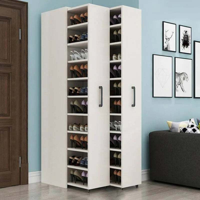Modern White Adjustable Shoe Storage Cabinet in Engineered Wood