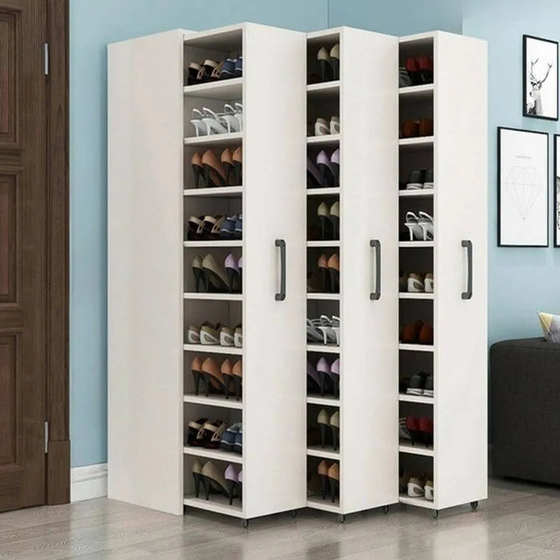 Modern White Adjustable Shoe Storage Cabinet in Engineered Wood
