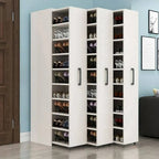 Modern White Adjustable Shoe Storage Cabinet in Engineered Wood