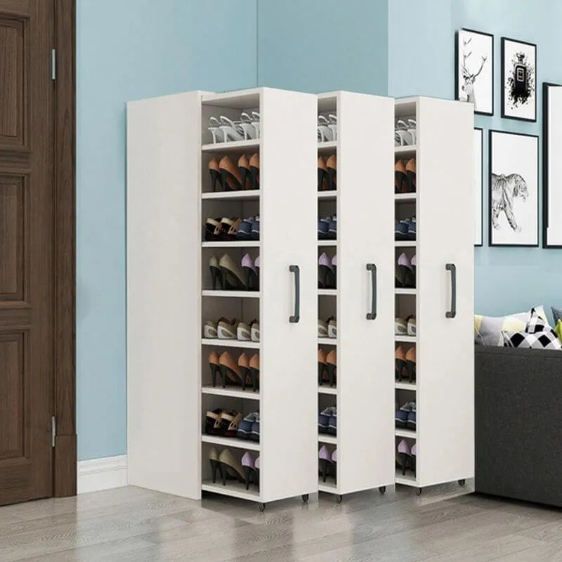 Modern White Adjustable Shoe Storage Cabinet in Engineered Wood