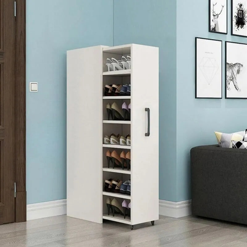Modern White Adjustable Shoe Storage Cabinet in Engineered Wood