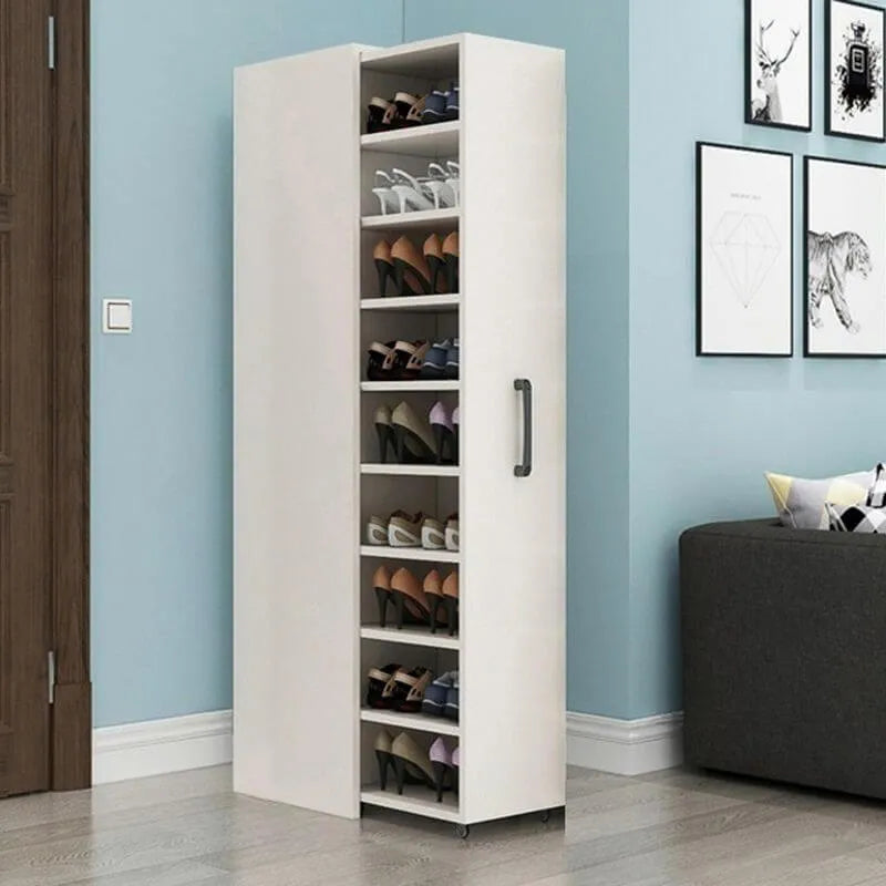 Modern White Adjustable Shoe Storage Cabinet in Engineered Wood