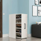 Modern White Adjustable Shoe Storage Cabinet in Engineered Wood