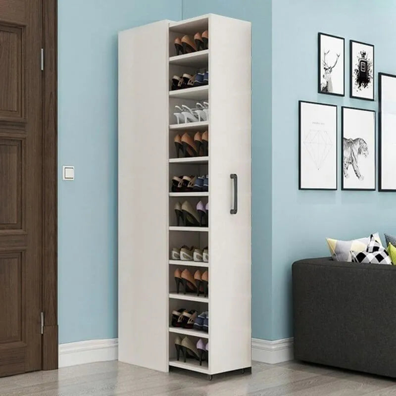 Modern White Adjustable Shoe Storage Cabinet in Engineered Wood