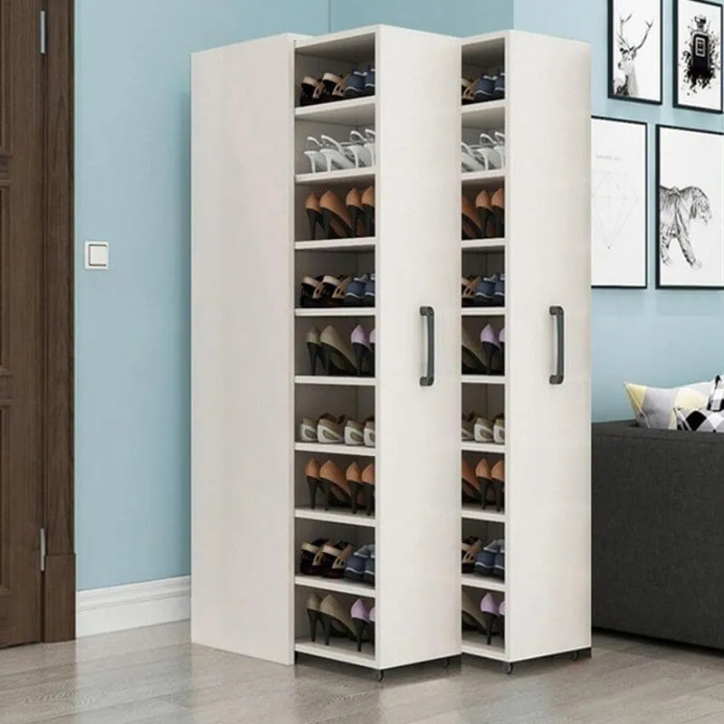 Modern White Adjustable Shoe Storage Cabinet in Engineered Wood