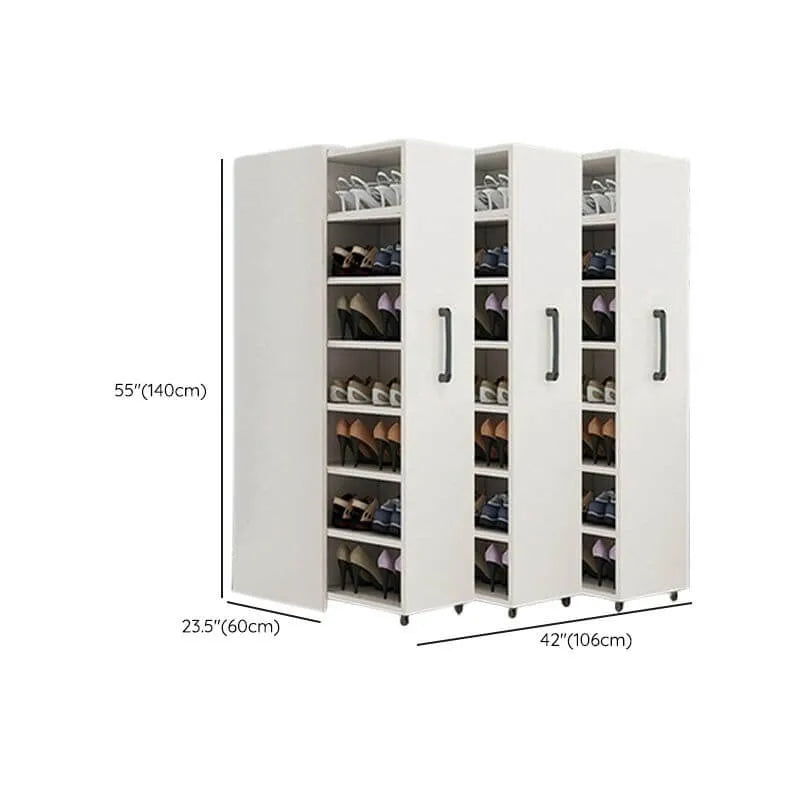 Modern White Adjustable Shoe Storage Cabinet in Engineered Wood Dimensions