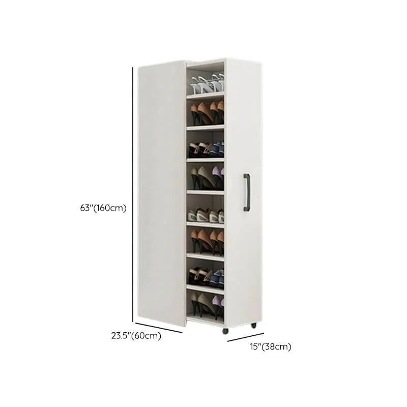 Modern White Adjustable Shoe Storage Cabinet in Engineered Wood Dimensions