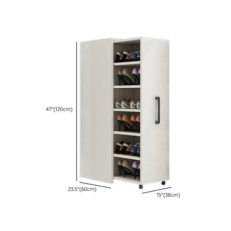 Modern White Adjustable Shoe Storage Cabinet in Engineered Wood Dimensions