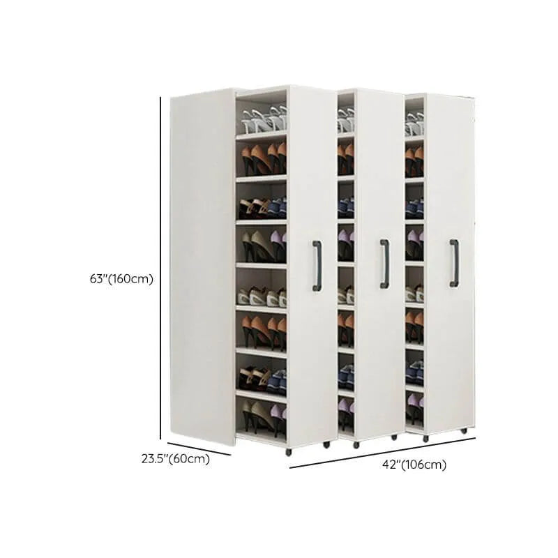 Modern White Adjustable Shoe Storage Cabinet in Engineered Wood Dimensions