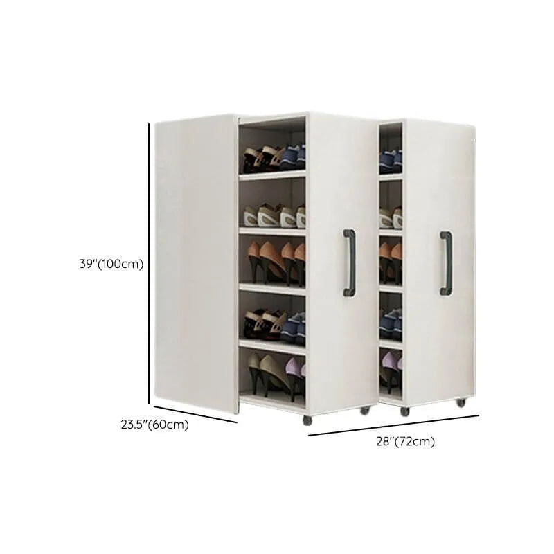 Modern White Adjustable Shoe Storage Cabinet in Engineered Wood Dimensions
