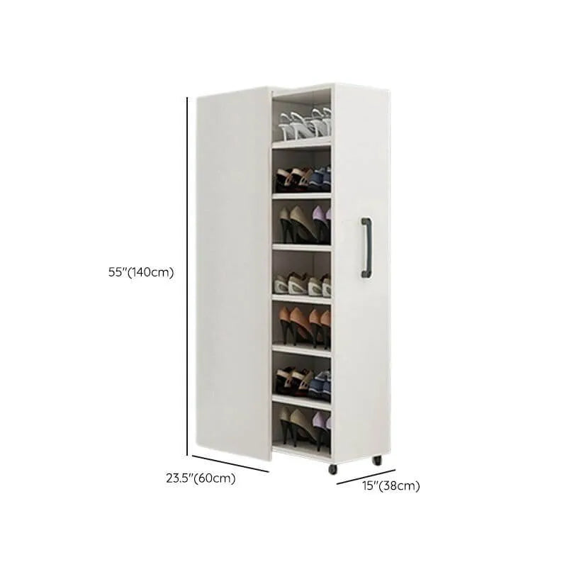 Modern White Adjustable Shoe Storage Cabinet in Engineered Wood Dimensions