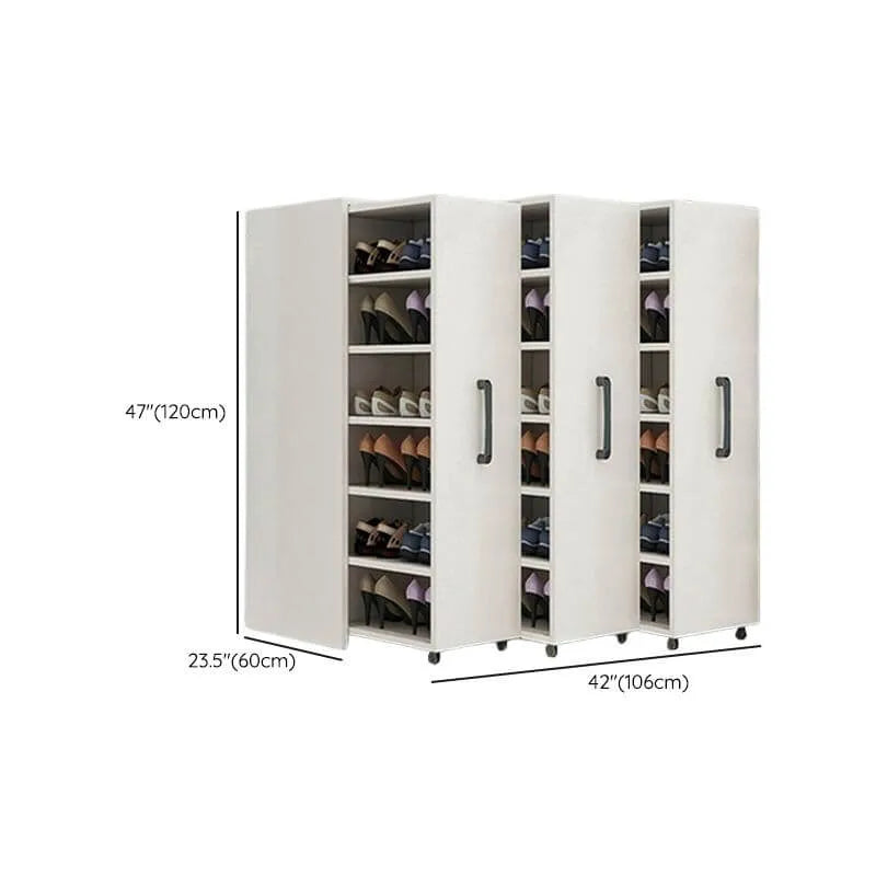 Modern White Adjustable Shoe Storage Cabinet in Engineered Wood Dimensions