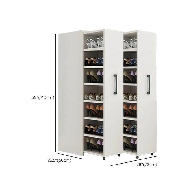 Modern White Adjustable Shoe Storage Cabinet in Engineered Wood Dimensions