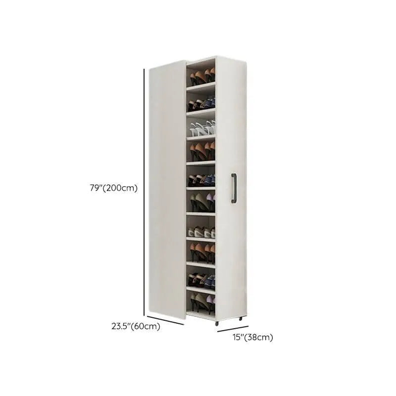 Modern White Adjustable Shoe Storage Cabinet in Engineered Wood Dimensions