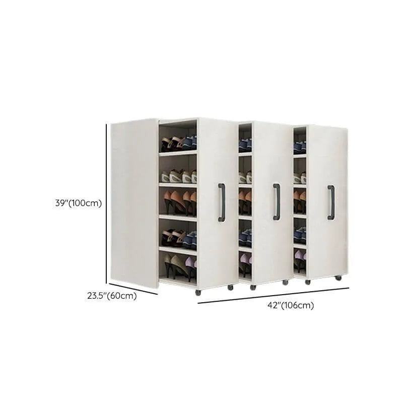 Modern White Adjustable Shoe Storage Cabinet in Engineered Wood Dimensions