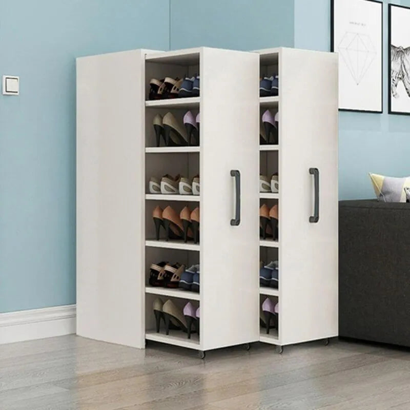 Modern White Adjustable Shoe Storage Cabinet in Engineered Wood Main Product Image Main image
