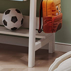 Modern White and Blue Writing Desk with Storage for Kids