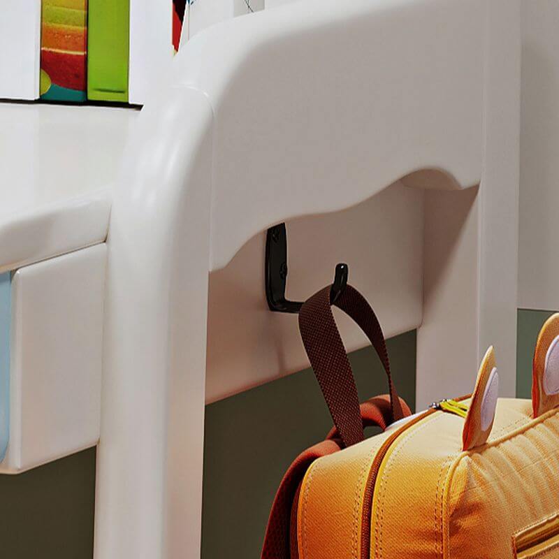 Modern White and Blue Writing Desk with Storage for Kids