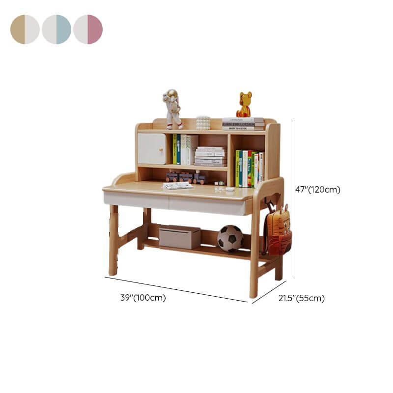 Modern White and Blue Writing Desk with Storage for Kids Dimensions