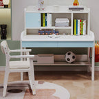 Modern White and Blue Writing Desk with Storage for Kids Main Product Image