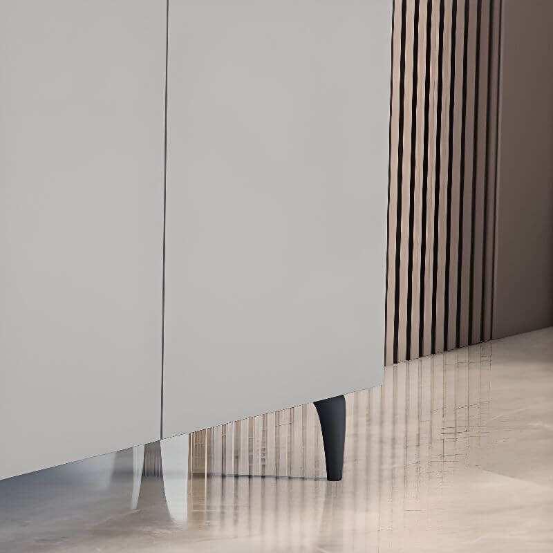 Modern White and Light Gray Stone Top Sideboard/Credenza