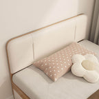 Modern White and Light Oak Storage Bed with Soft Upholstered Headboard