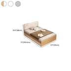 Modern White and Light Oak Storage Bed with Soft Upholstered Headboard Dimensions