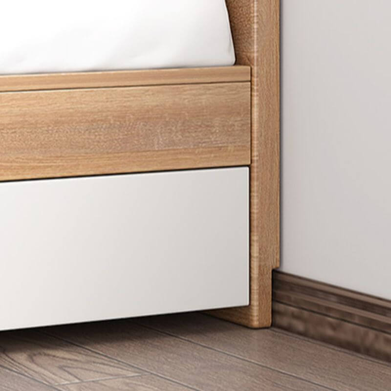 Modern White and Natural Storage Bed with Drawers for Bedroom Secondary image